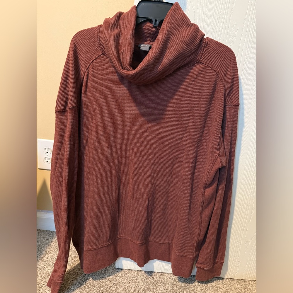 Eddie Bauer Cowl Neck Sweater in Warm Rust